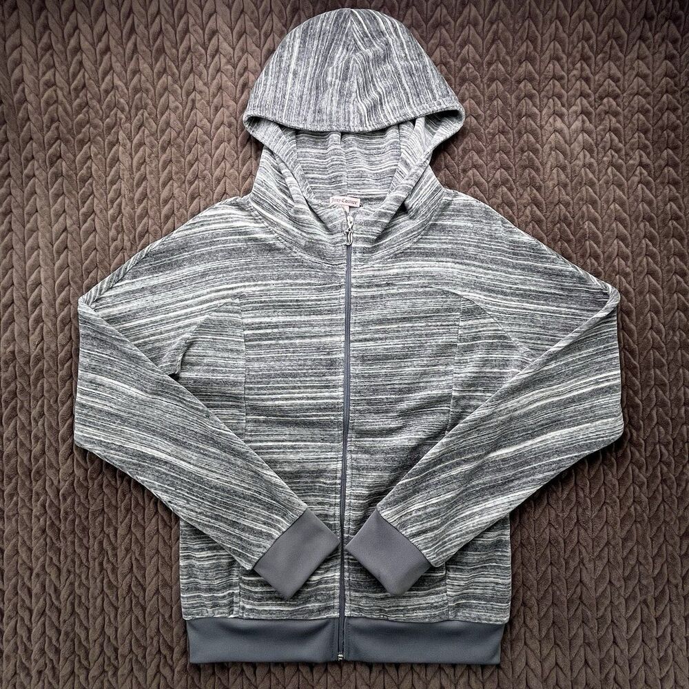 Juicy Couture Jacket Small Black Gray Velour Full Zip Tracksuit Hoodie Vintage
